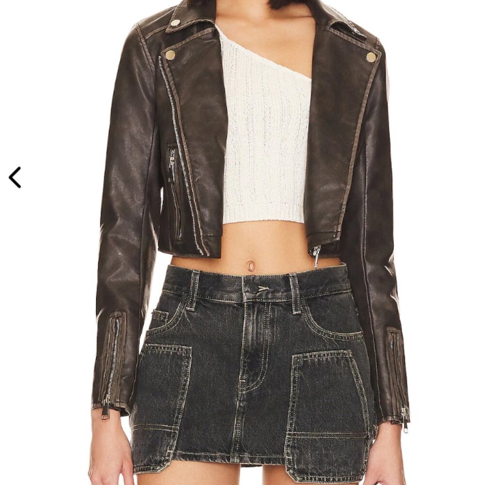 Revolve Faux Leather Crop Jacket